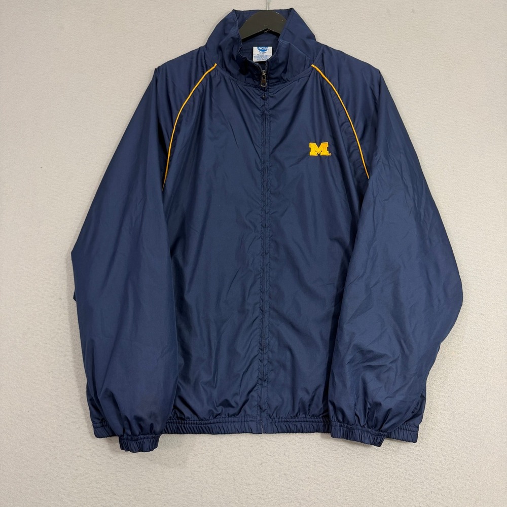 Vintage Michigan Wolverines Windbreaker Mens Large Blue Full Zip Jacket y2k UofM